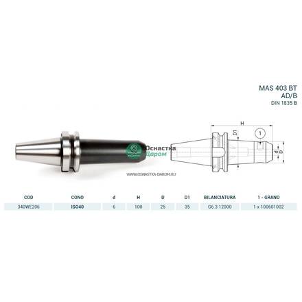 Оправка ISO40 MAS403BT WELDON H100 D.06 PAGNONI 340WE206