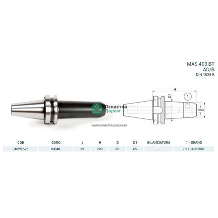 Оправка ISO40 MAS403BT WELDON H200 D.25 PAGNONI 340WE525
