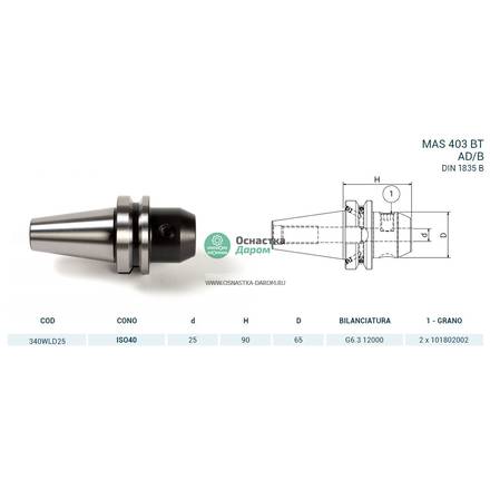 Оправка ISO40 MAS403BT WELDON H90 D.25 PAGNONI 340WLD25