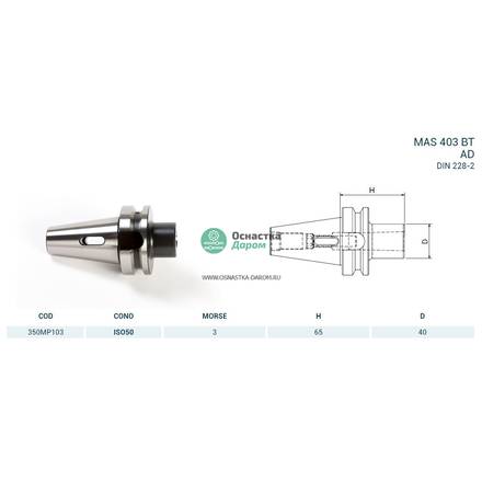 Оправка ISO50 MAS403BT H65 CM3 PUNTE PAGNONI 350MP103