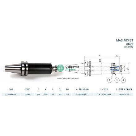 Оправка ISO50 MAS403BT P/F FISSO H250 D.40 PAGNONI 350PF640