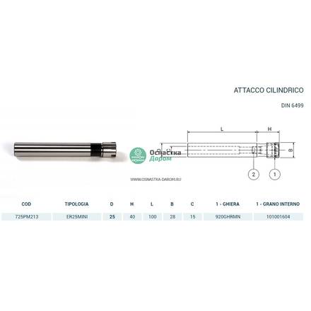 Патрон цанговый CIL.D.25 P/P H100 ER20MINI PAGNONI 725PM213