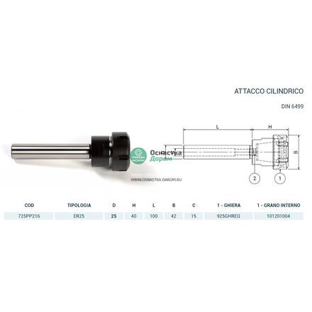 Патрон цанговый CIL.D.25 P/P H100 ER25 PAGNONI 725PP216